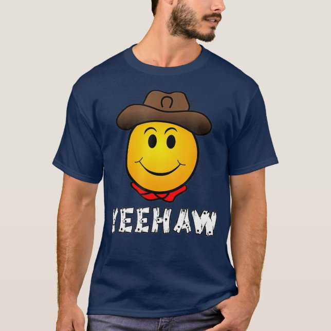 Cowboy Yeehaw Emoji camiseta Rodeo Occidental Tee (Anverso)