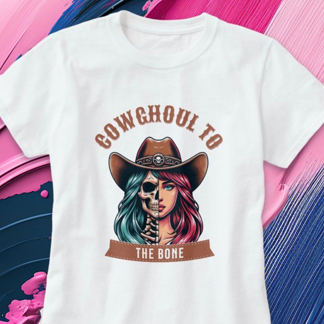 Cowghoul a la camiseta de Halloween Occidental ton (Cowghoul to the Bone Western Halloween Shirt)