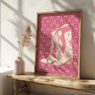 Cowgirl Boots con arte de coqueta rosa de cinta