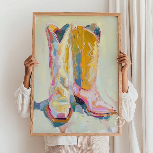 Cowgirl Boots Decoración de pintura, Rancho Occide (Cowgirl Boots Painting Decor, Western Ranch Poster)