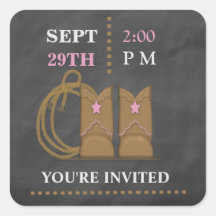 Cowgirl Chalkboard Baby Shower Pegatina