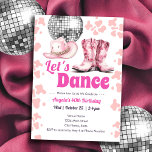 Cowgirl Disco 40 cumpleaños Invitación a baile de<br><div class="desc">Espectáculo adulto fiesta de país occidental Disco Cowgirl. Disponible como descarga digital imprimible. Excelente para cualquier temporada. Personalizado,  descarga personalizada,  editable,  fiesta adulto de disco rosa diamante de imitación</div>