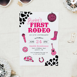 Cowgirl Disco Primer Rodeo Invitación al cumpleaño