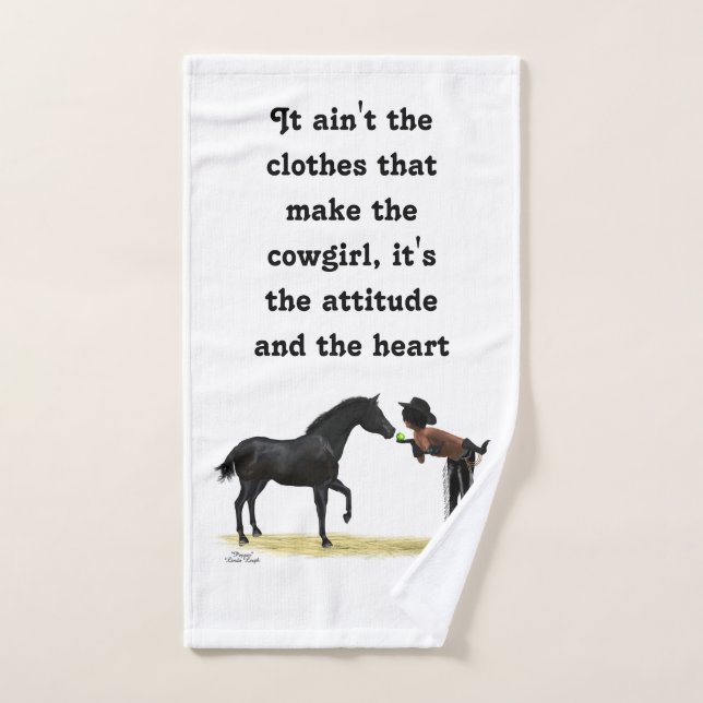 Cowgirl Pinup con toalla de mano de caballo (Toalla de mano)