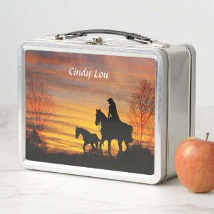 Cowgirl Sunset Horseback Ride Lunch Box