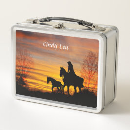 Cowgirl Sunset Horseback Ride Lunch Box