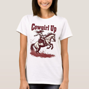 Cowgirl Up Tee - Camisa gráfica de Rodeo Occidenta