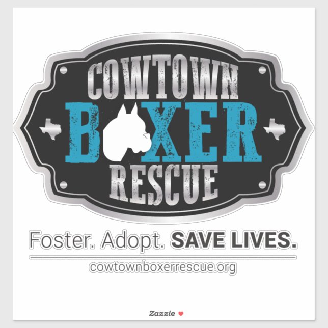 Cowtown Boxer Rescue Vinyl Pegatina (Grande) (Hoja)