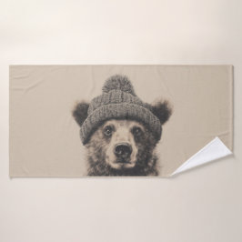 Cozy Bear in Beanie - Cute Winter Animal