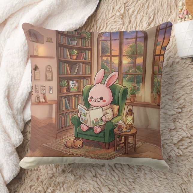Cozy Bobo el conejo leyendo libro Almohada - Cu (Manta)