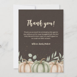 Cozy Fall Pumpkin Baby Shower Tarjeta de agradecim