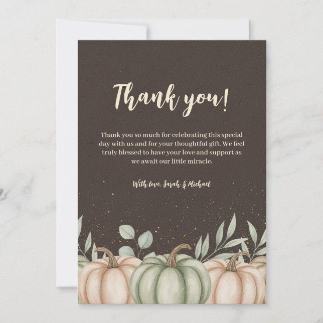 Cozy Fall Pumpkin Baby Shower Tarjeta de agradecim (Anverso)