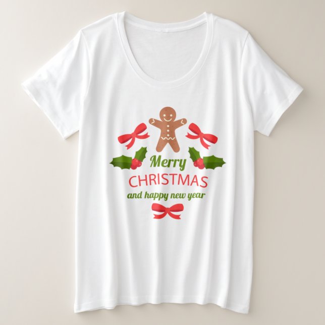 Cozy Gingerbread Plus Size Christmas Tee USA (Anverso del diseño)