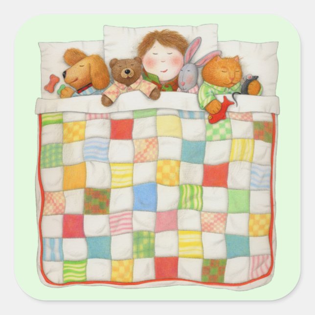 COZY QUILE Pegatinas grandes cuadrados - Verde (Anverso)