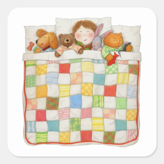 COZY QUILE Pequeños Pegatinas Cuadrados (Anverso)