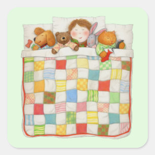 COZY QUILE Pequeños Pegatinas Cuadrados - Verde