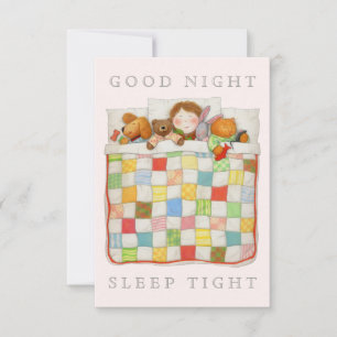 COZY QUILT 3.5x5 Tarjeta plana en blanco - rosa
