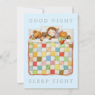 COZY QUILT 4.5x6.25 Tarjeta plana en blanco - Azul