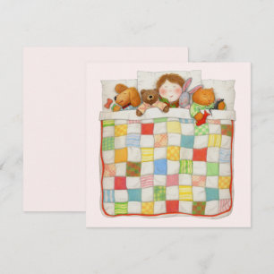 COZY QUILT Tarjeta plana cuadrada de 5.25" / rosa