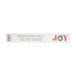 Cozy Red JOY Wreath Christmas Return Address Label
