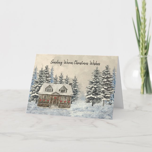 Cozy Winter Cottage Navidad Card (Anverso)