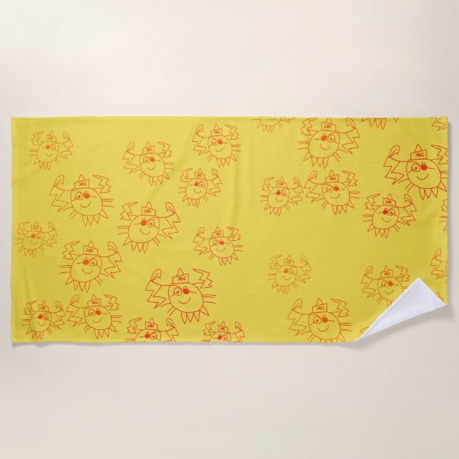 Crabs Child Art Beach Toalla (Anverso)