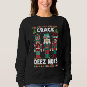 Crack Deez Nuts Funny Navidades feos Sweater Famil