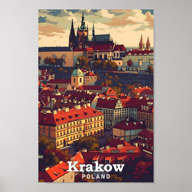 Cracovia Polonia Ilustracion de viajes de arte vin (Frente)