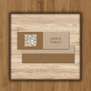Craft moderno QR Code Brown tarjeta de visita