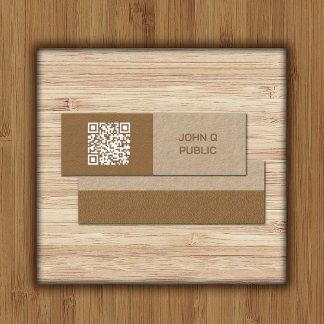 Craft moderno QR Code Brown tarjeta de visita