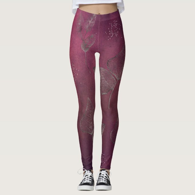 Cranberry & Faux Silver deja leggings (Anverso)