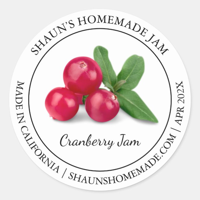 Cranberry Jam Etiqueta moderna (Anverso)