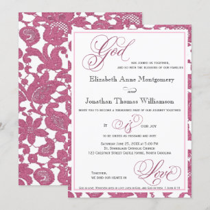 Cranberry Lace Invitación a la boda religiosa