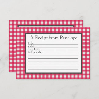 Cranberry Red Gingham Pattern Tarjeta de pequeña r