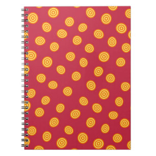 Cranberry rojo y naranja lindo círculo cuaderno