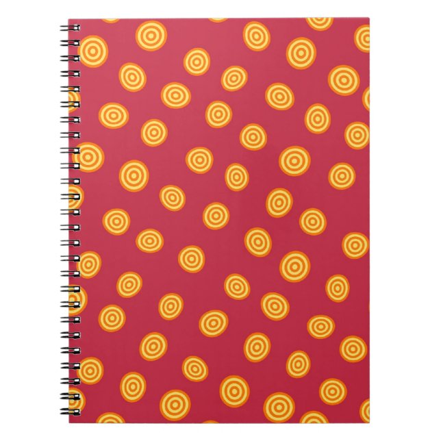 Cranberry rojo y naranja lindo círculo cuaderno (Frente)