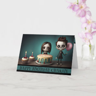 cráneo amigos cumpleaños tarjeta globos cupcakes