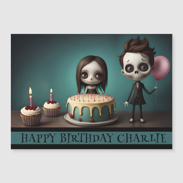 cráneo amigos imán globos de cartas de cumpleaños (Anverso)