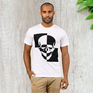 Cráneo Blanco Y Negro Mens Camiseta