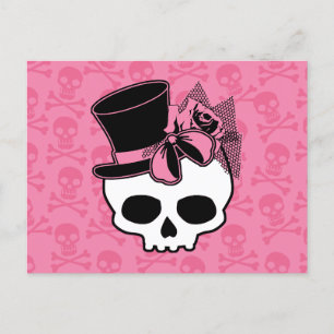 Cráneo Cubierto Con Postal De Doble Rosa De Sombre