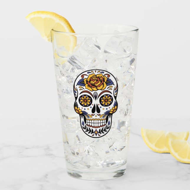 Cráneo de azúcar rosa amarillo (Anverso (hielo))