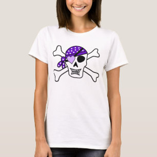 Cráneo de camiseta básica/púrpura de las mujeres