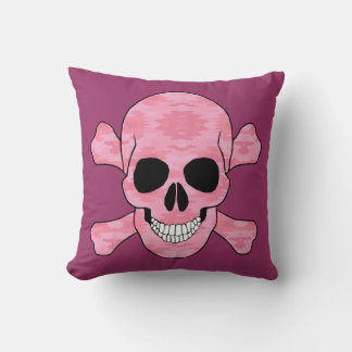 Cráneo De Camuflaje Rosa Y Cojín decorativo De Cro