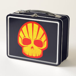 Cráneo de caparazón rojo y amarillo