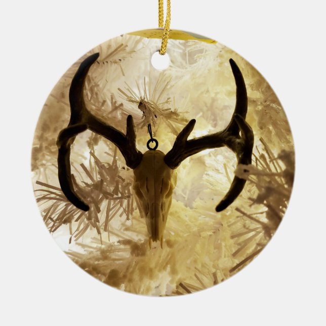 cráneo de ciervo ornamento árbol blanco de Navidad (Frente)