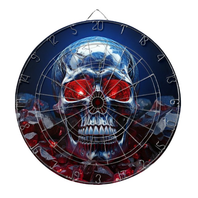 Cráneo de cristal con tablero de ojos rojos de rub (Frente)