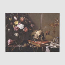 Cráneo de época y papel de tono de descomposición