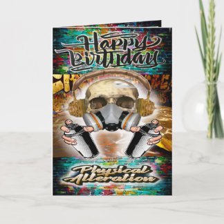 Cráneo de graffiti con tarjeta de cumpleaños