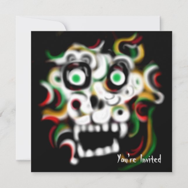 Cráneo de invitaciones para fiesta de Halloween (Anverso)