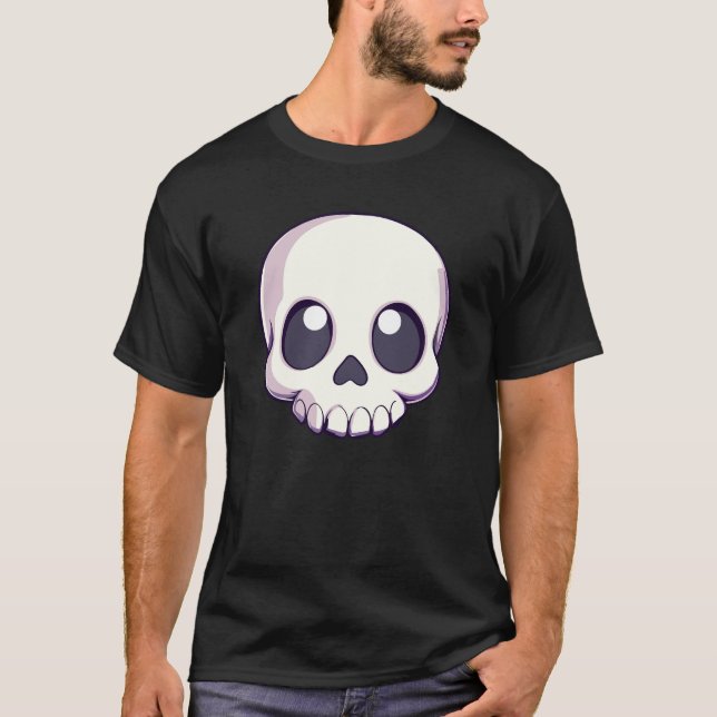 Cráneo de Kawaii Gótico Halloween con camiseta mas (Anverso)